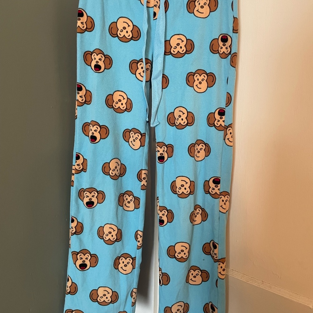 Aeropostale Blue Pajama Bottoms with Monkey Print